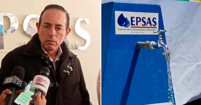 César Dockweiler y EPSAS garantizan abastecimiento de agua. (Imagen: captura de video y RRSS/Composición: En Conexión)