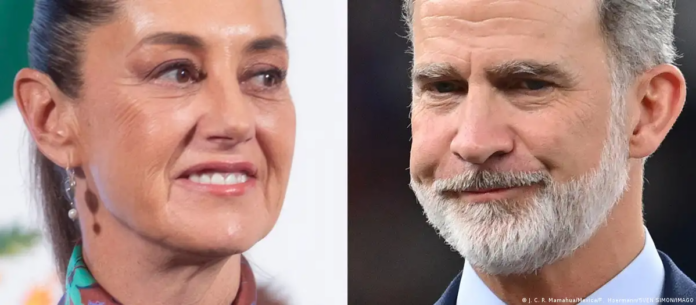 Claudia Sheinbaum, presidenta de México y Felipe VI, rey de España.