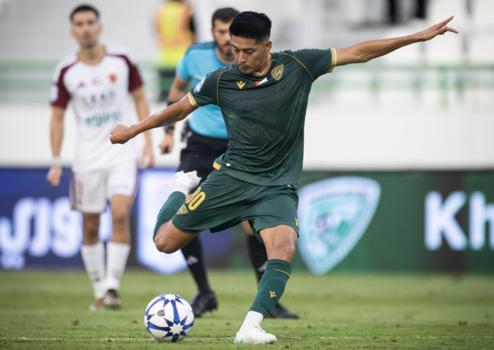 Vaca jugó su segundo partido para Khor Fakkan y anotó un gol. (Imagen: Prensa Khor Fakkan)